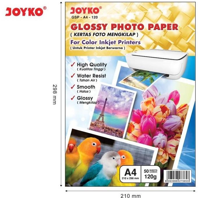 

Glossy Photo Paper Kertas Foto Mengkilap Joyko Gsp-A4-120 120 Gr Gram Terlaris
