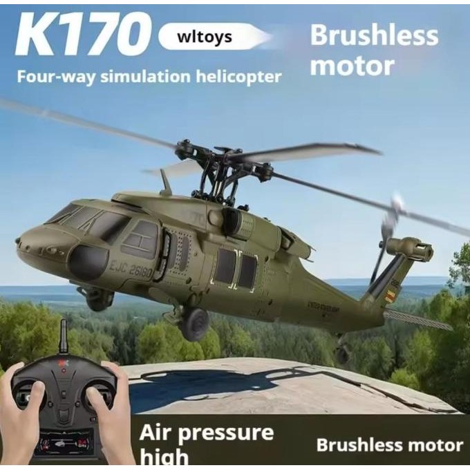WL XK K170 Black Hawk UH-60L Rc Helicopter Millitary 2.4GHz 4CH 6-Axis Gyroscope RTF