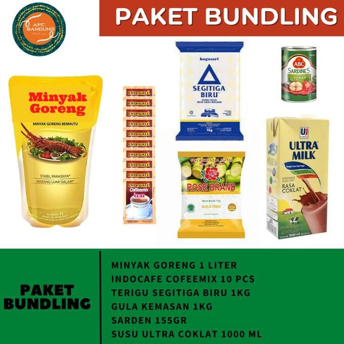 

Murah Paket Bundling - Minyak Goreng + Kopi + Gula + Terigu + Sarden + Susu