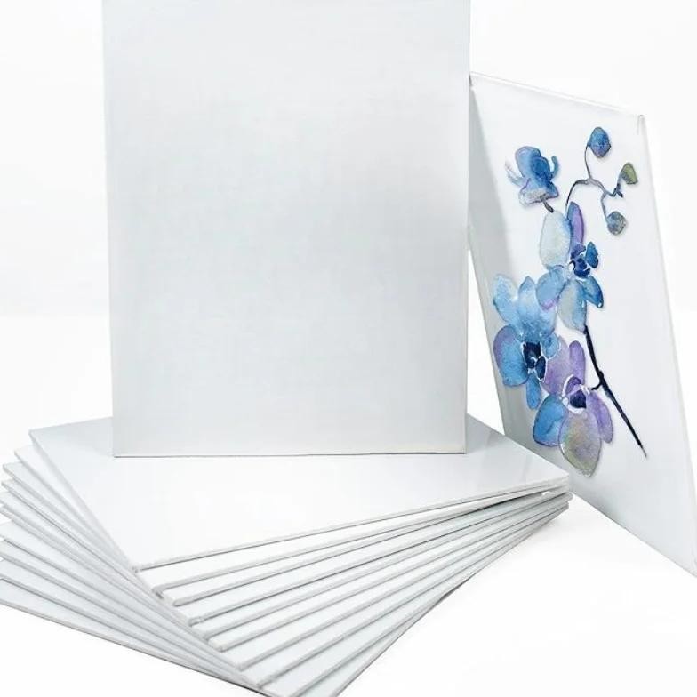 

6Pcs Canvas Board For Painting Cotton Blank Primed White Suitable For Gouache Watercolor Acrylic Oil Painting Art Supplies 3Mm