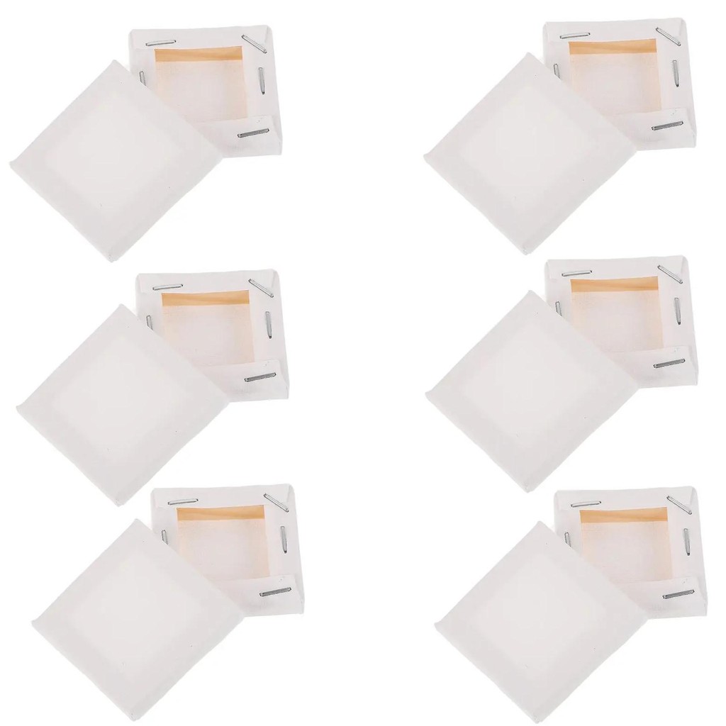 

12 Pcs Mini Canvas Frames Cotton Stretched Square Boards Oil Painting Wood Easel Drawing Art Students Gifts Canvas Panels