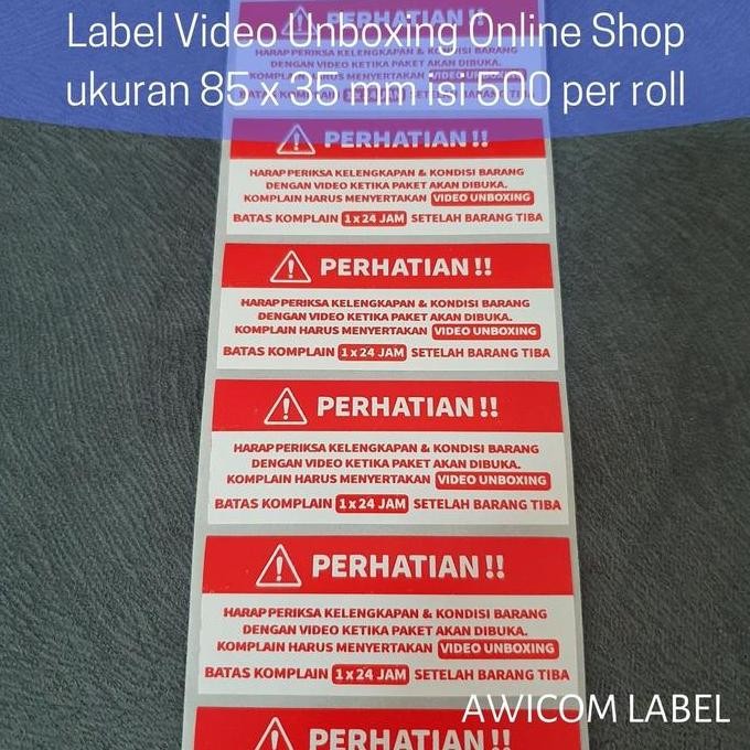 

Label Sticker Video Unboxing Stiker Perhatian Pengiriman Online Shop 85 x 35 mm isi 500 pcs Roll by Radhiant official