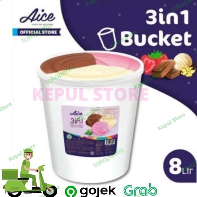 

Grosir Aice 3In1 Bucket Ice Cream / Es Krim 3 Rasa 8L / Aice Ember 8 Liter