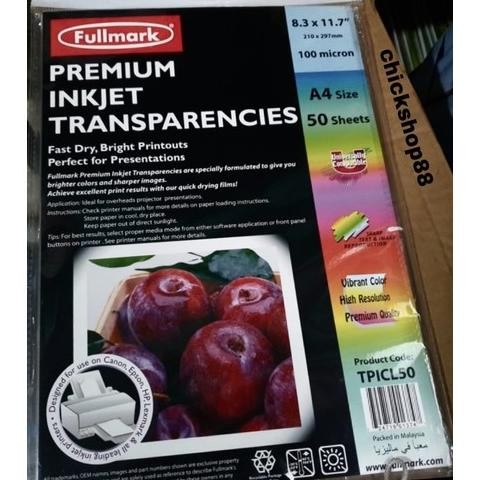 

Fullmark Tpicl50 Premium Inkjet Transparencies A4 Isi 50 Kertas Mika Terbaru