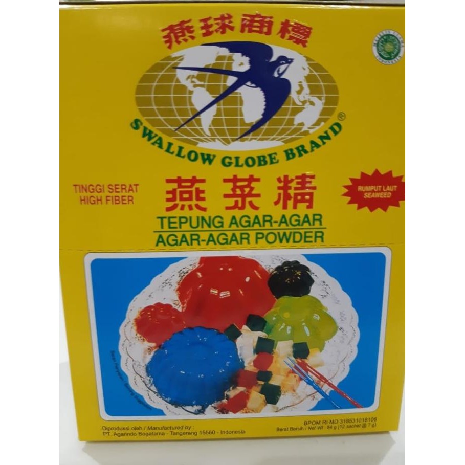 

TERSEDIA agar agar swallow globe brand 12x7gr merah