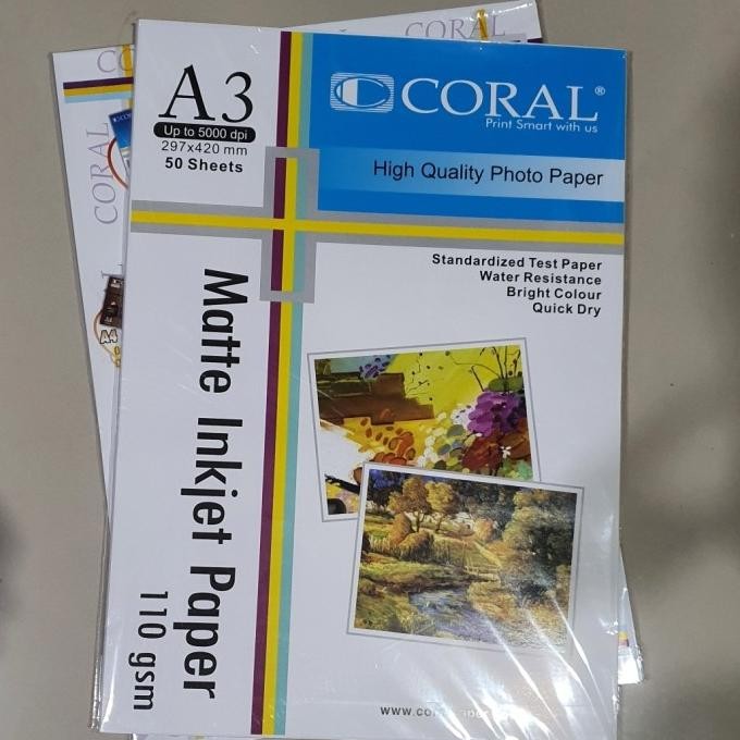 

Kertas Inkjet A3 Coral Inkjet Paper 110Gsm A3 Terlaris