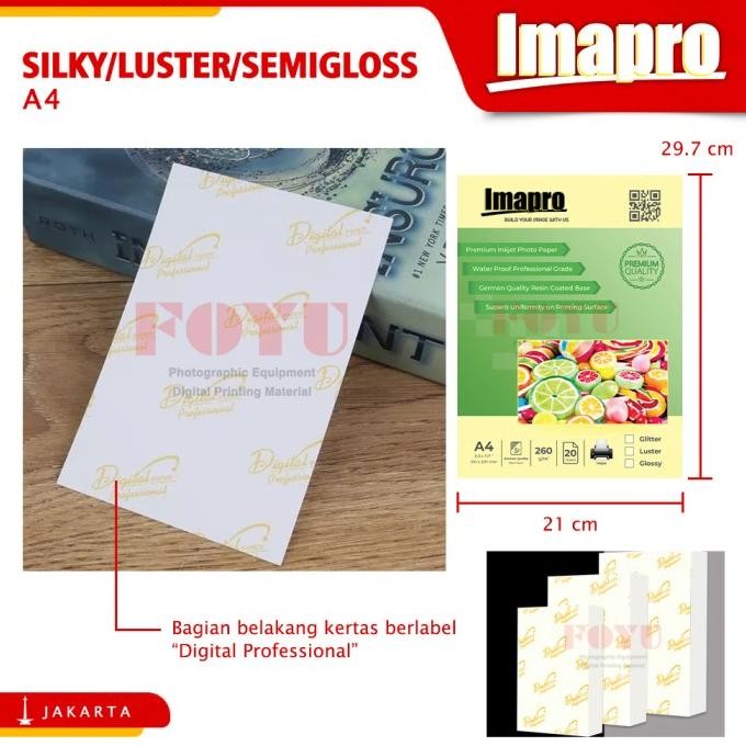 

Kertas Foto Inkjet Imapro Green Digital Rc Silky Luster 260Gsm A4 Terbaru