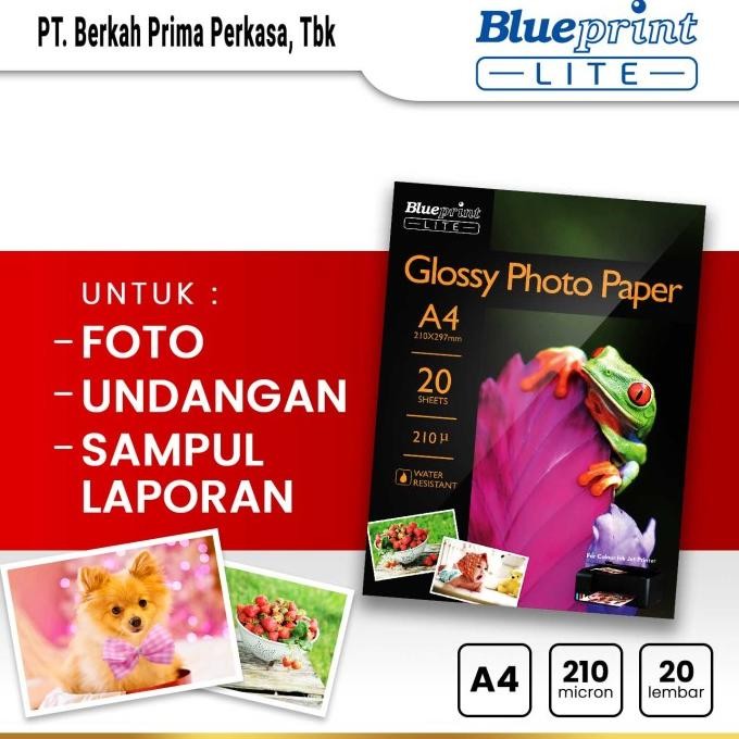 

Kertas Foto A4 Blueprint Glossy Photo Paper 210 Micron Varian Terbaru