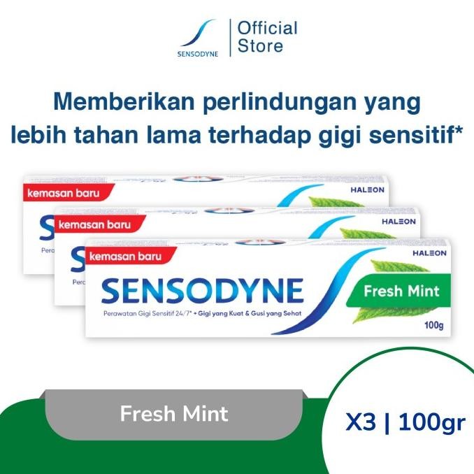 Sensodyne Pasta Gigi Sensitif Essensial Care Fresh Mint 100Gr [Triplepack] Termurah