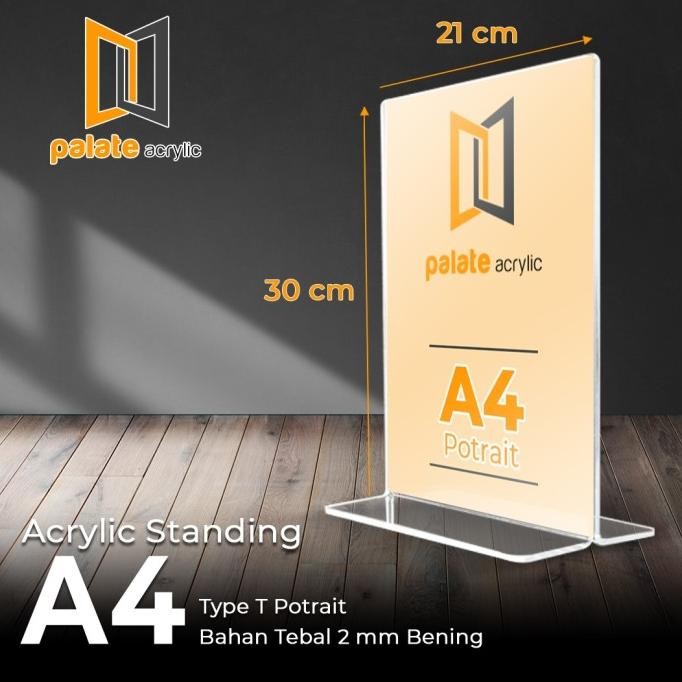 

Acrylic Tent Holder / Akrilik Tent Card A4 T Portrait 2mm murah