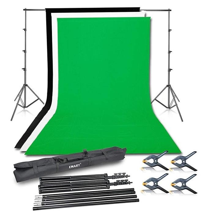 Paket Background stand dan kain green screen untuk zoom pjj backdrop murah