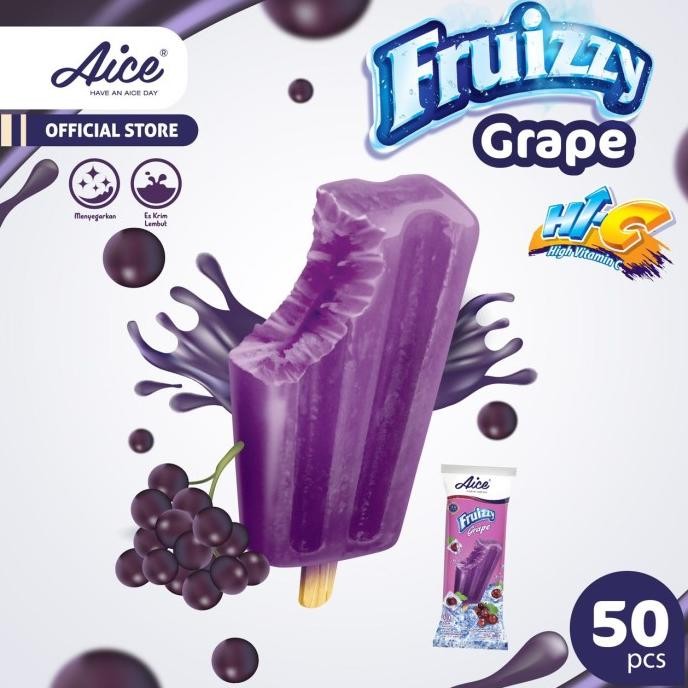Grosir Aice Ice Cream Fruizzy Grape 70Ml (1 Karton = 50 Pcs) Es Krim