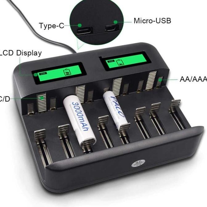 Krisbow Set Baterai Rechargeable Size D 4000 Mah+Charger Baterai Dual Lcd Indikator Type D murah