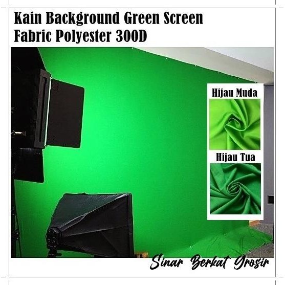 Kain Polyester Background Green Screen / Kain Hijau Polyester 300D murah