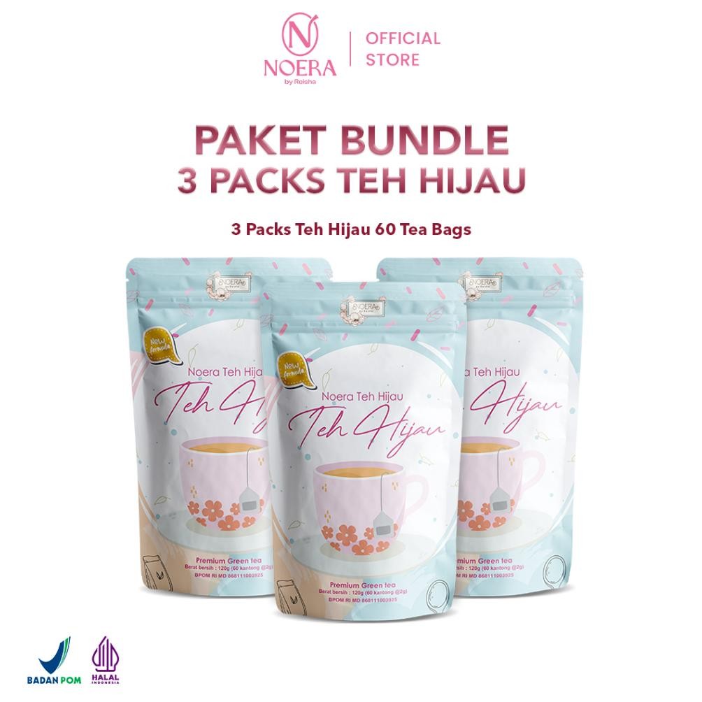 

Noera Paket 3 Packs Teh Hijau | Green Tea | Teh Hijau 60 Tea Bags