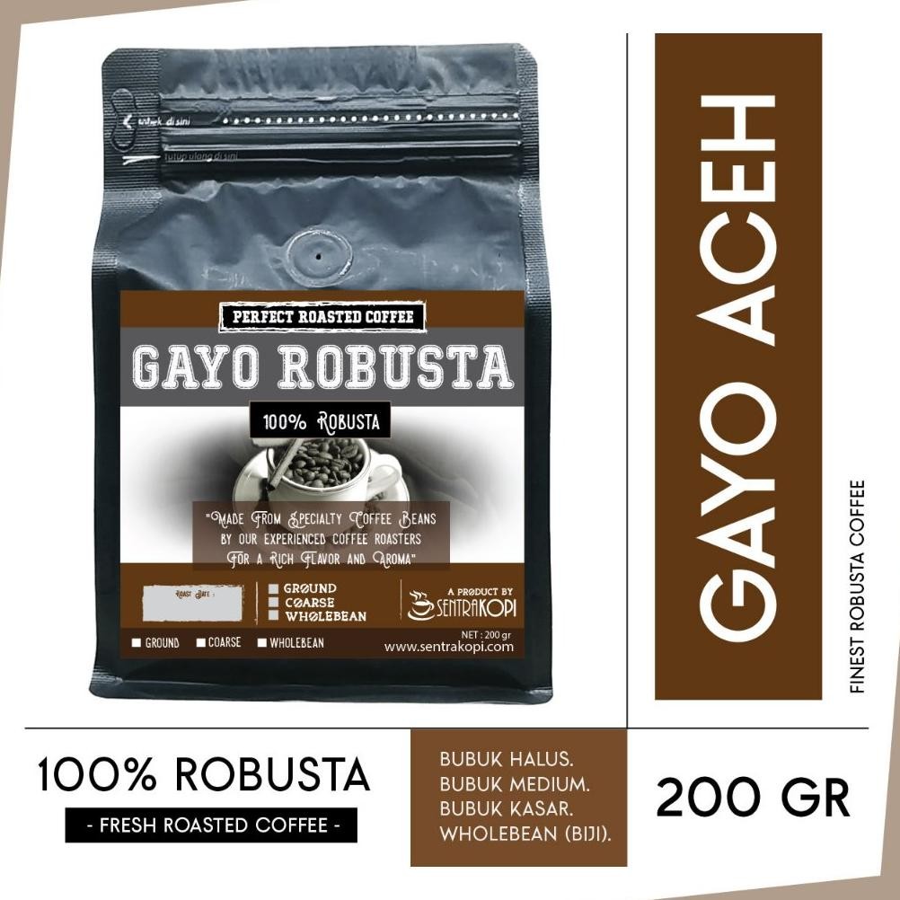 

Kopi Robusta Aceh Gayo 200 Gr - Biji / Bubuk - Sentra Kopi Gayo Premium Coffee 200gr Asli & Murni