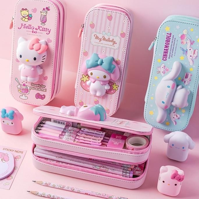 

BEBAS ONGKIR - Tempat Pensil Sanrio Squishy Cinnamoroll Kuromi Melody Kotak Pulpen Alat Tulis Stationery Plastik
