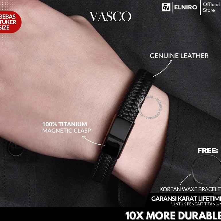 ELNIRO - Genuine Leather Bracelet Vasco | Gelang Kulit Magnet Pria Wanita - Cowok Cewek