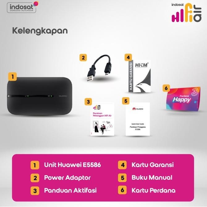 Murah Indosat Ooredoo Hutchison Hifi Air Modem Wifi Huawei Brovi E5576 Free 180 GB 12 Bulan Non COD