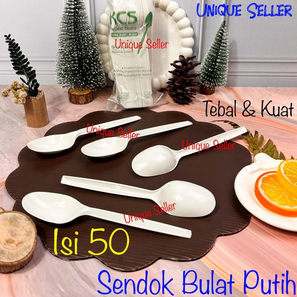 Bisa Cod [Isi50] Sendok Bulat Plastik Kcs Hitam Putih Bening / Sendok Bubur Plastik Kcs / Sendok Daw