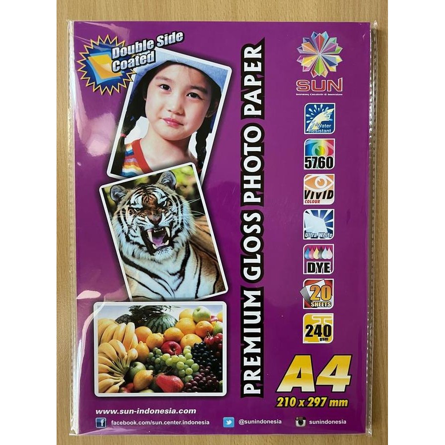 

Kertas Foto Sun Premium Gloss Photo Paper A4 120Gsm 100 Lembar Promo