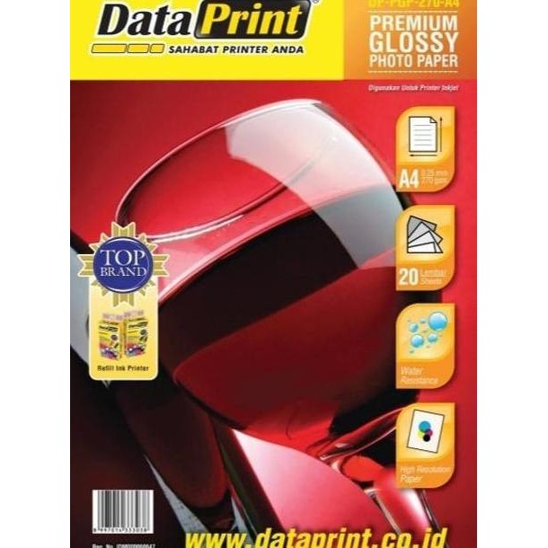 

Kertas Foto Data Print Premium Glossy Photo Paper A4 270Gsm Best Seller