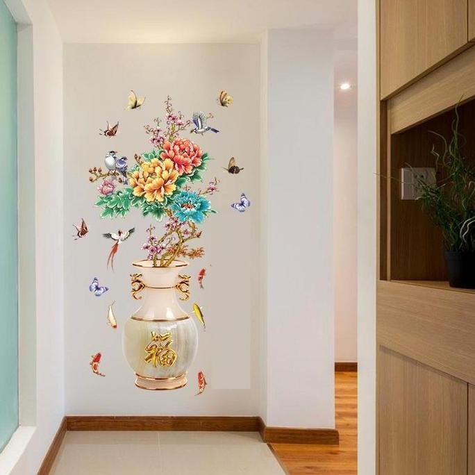 New Stiker Dinding Guci Bunga Besar Xxl Sk2019 Hiasan Sticker