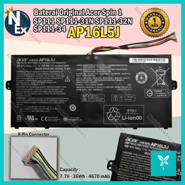 | AHN | Baterai Battery Acer Spin 1 SP111 SP111-31N SP111-32N SP111-34 AP16L5J