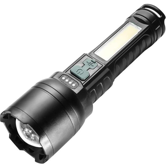 TERMURAH Suksestech Senter Zoom In Zoom Out Senter LED+COB 4 Mode Cahaya Senter-T058