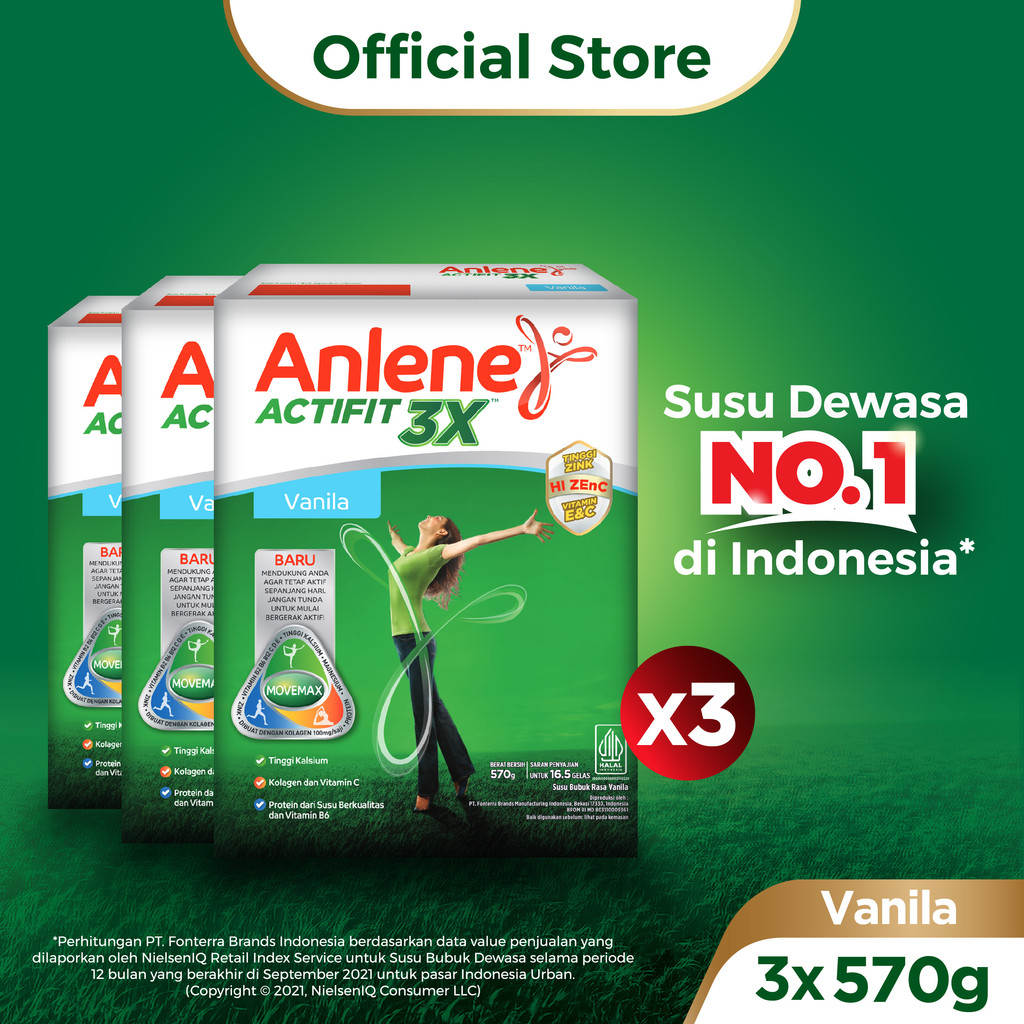 

Anlene Actifit 3X Susu Bubuk Vanila 3 x 570gr