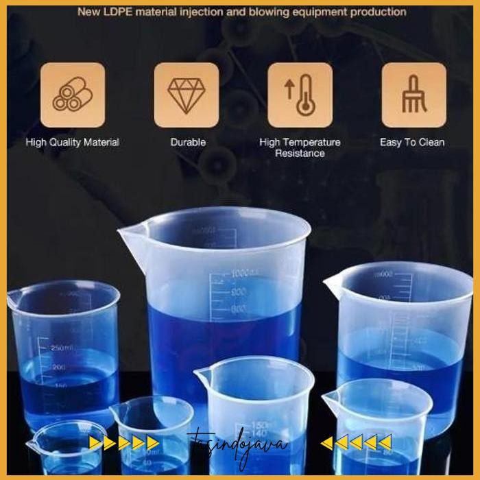 GELAS TAKAR LAB GELAS UKUR CAIRAN KIMIA BEAKER MEASURING UKURAN 50ML TERBAIK