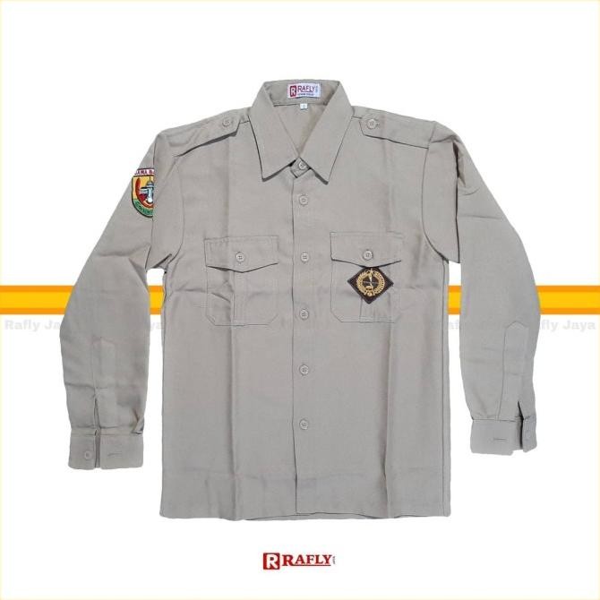 Promo Baju Kemeja Pramuka Pembina Guru Bahan Rapilo Pria Lengan Panjang