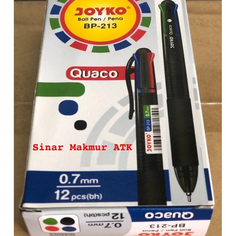 

Tersedia Pen/Pulpen/Ballpoint Quaco 4 Warna Bp-213 Joyko (Lsn)