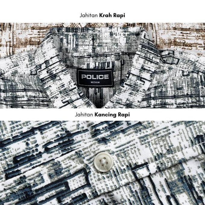 Promo Police Kemeja Abstrak Printing Cotton Soft Regular Fit Pria