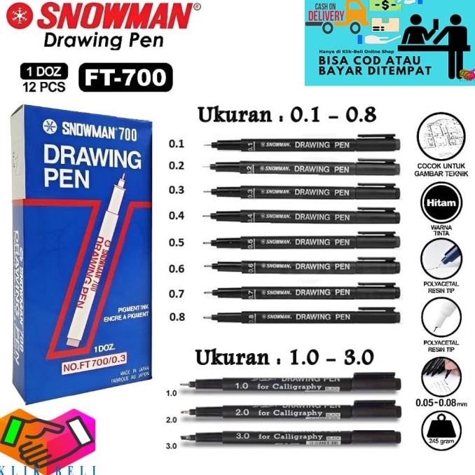 

Tersedia [Kbm] [Lusinan] Calligraphy Pen Snowman Ft-700 / 700 Pulpen Drawing Kaligrafi Huruf Spidol Tulis 0.1 - 0.8 / 1.0 - 3.0 Pigment Ink Marker