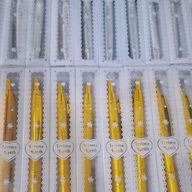 

Tersedia ( Isi 100 Pcs ) Pulpen Emas Perak Kemas Mika Souvenir Pernikahan Khitanan Ulang Tahun Murah Unik Lucu Pena Stationery