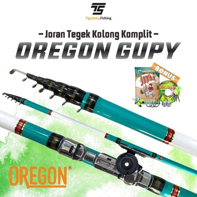 Joran Tegek Pancing Set Kolong Oregon Gupy Material Fiber 180-540 Set Kolong Dan Set Komplit Siap Pa