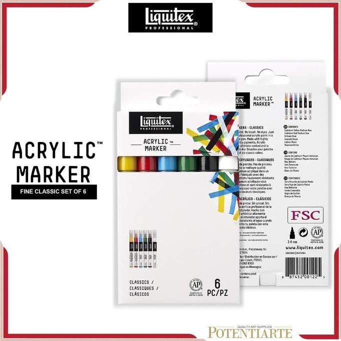 

BEBAS ONGKIR - Cat Akrilik Liquitex Marker Fine Classic Set 6 Acrylic Color Paint