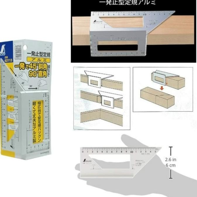 

siap kirim penggaris siku miter gauge layout square one shot 45, 90 shinwa 62113