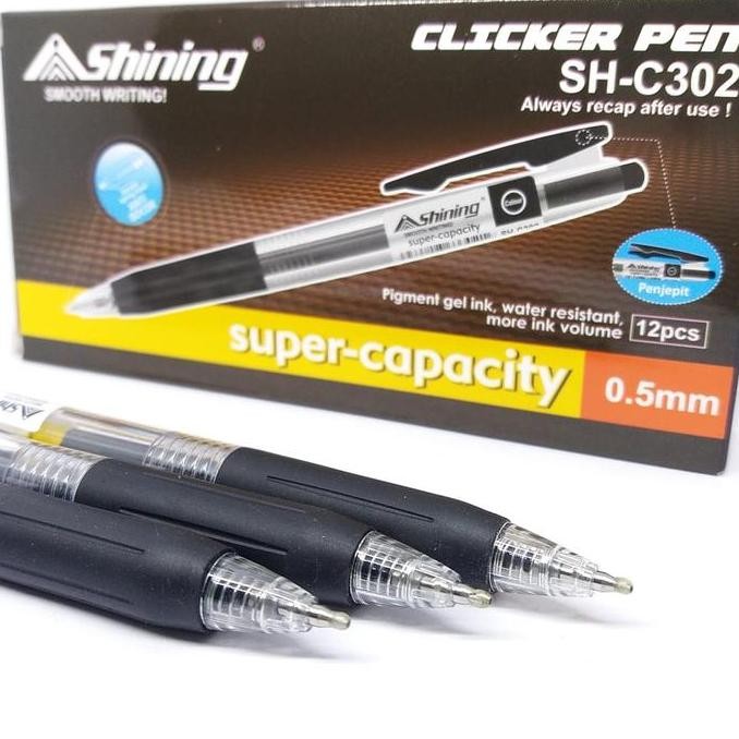 

Tersedia [Per Lusin] Pulpen Shining Clicker Gel Ink Pen Shc-302