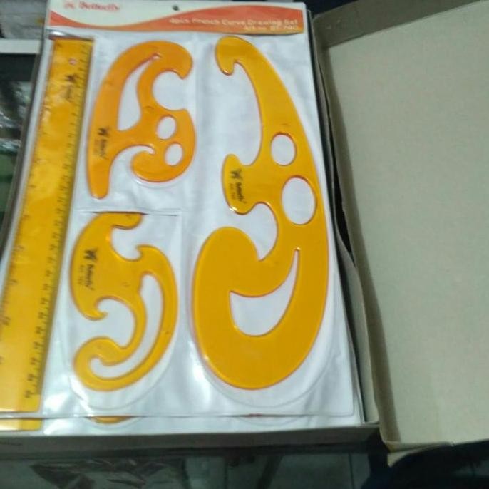 

siap kirim butterfly 4 pcs french curve drawing set/penggaris kurva bt-740.