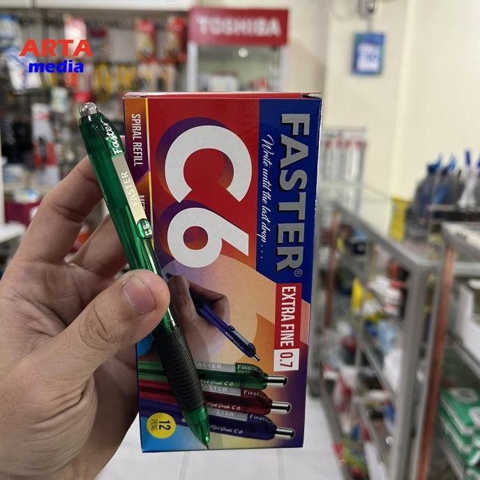 

Tersedia Pulpen Hitam Faster C6 Click (1Pack) / Pulpen Hitam 0.7