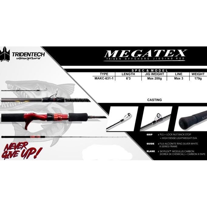 Rod Oh / Overhead Tridentech Megatex Light Jigging Makc-631-1 / 190Cm Co