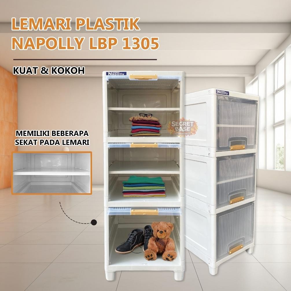Napolly Lbp 1305 - Almari Pakaian Plastik / Laci Susun Besar / Lemari Box Loker Minimalis Bayar Di T