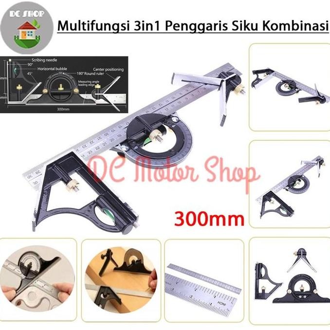 

Penggaris Siku Multifungsi 3in1 Sudut Kombinasi Square Waterpass 300mm