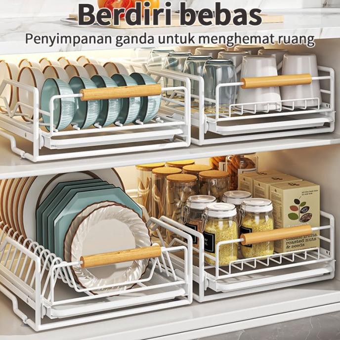 Rak piring tarik rak laci piring rak dapur serbaguna lemari piring
