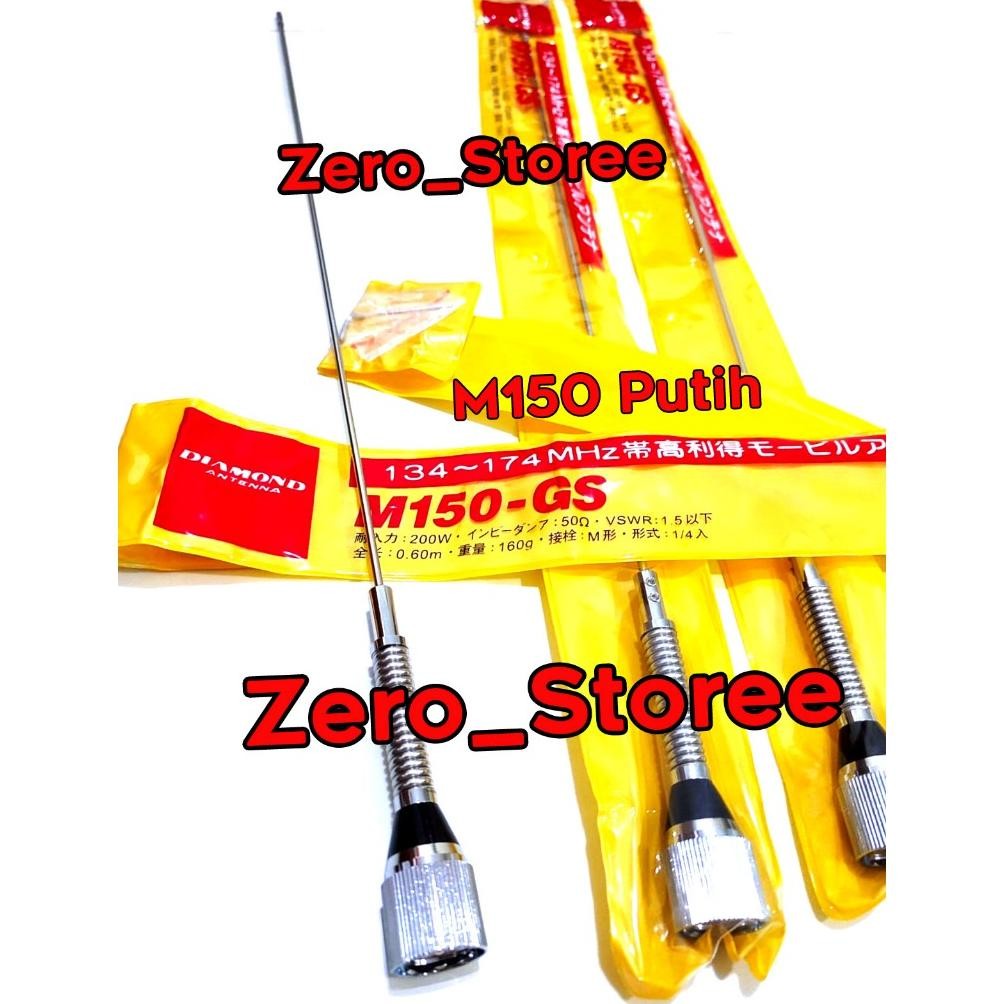 Diamond Antenna M150-Gs Mobil Antena Rig Vhf M150 Antena M150Gs Putih Silver Chrome Besi Diamond 60C