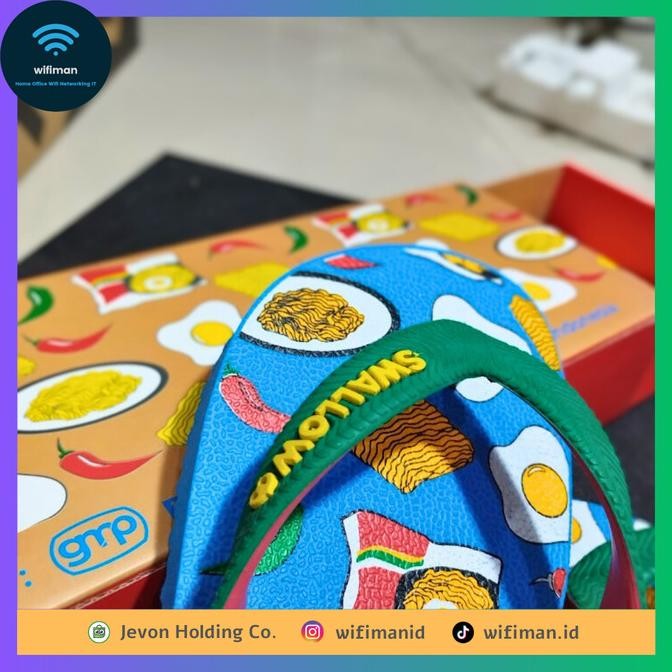 new  Swallow Indomie Merah Biru - Sandal limited edition murah