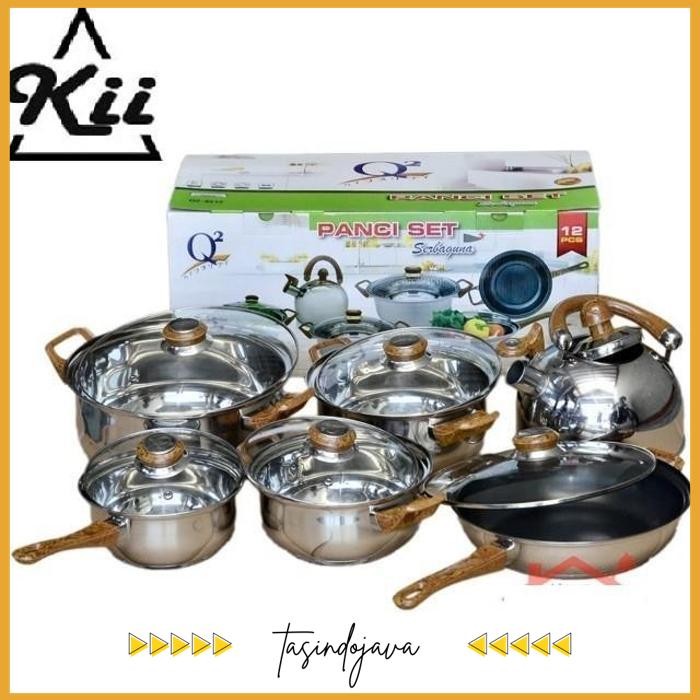 Q2 PANCI SET SERBAGUNA 12PCS - PANCI STAINLESS SET TUTUP KACA PRODUK PILIHAN