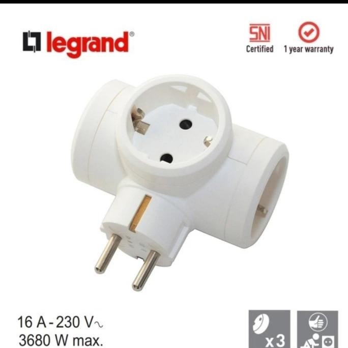 Miliki Steker T Legrand 16A 050662 / Colokan Listrik Cabang 3 Legrand White